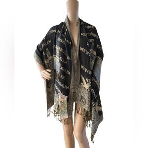 Jerusalem 100% cashmere pashmina scarf shawl religious imagery text
